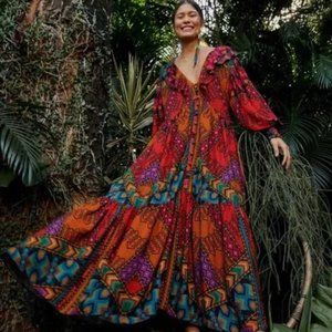 Farm rio Yawanawa Stripes Ankle Dress in size xl